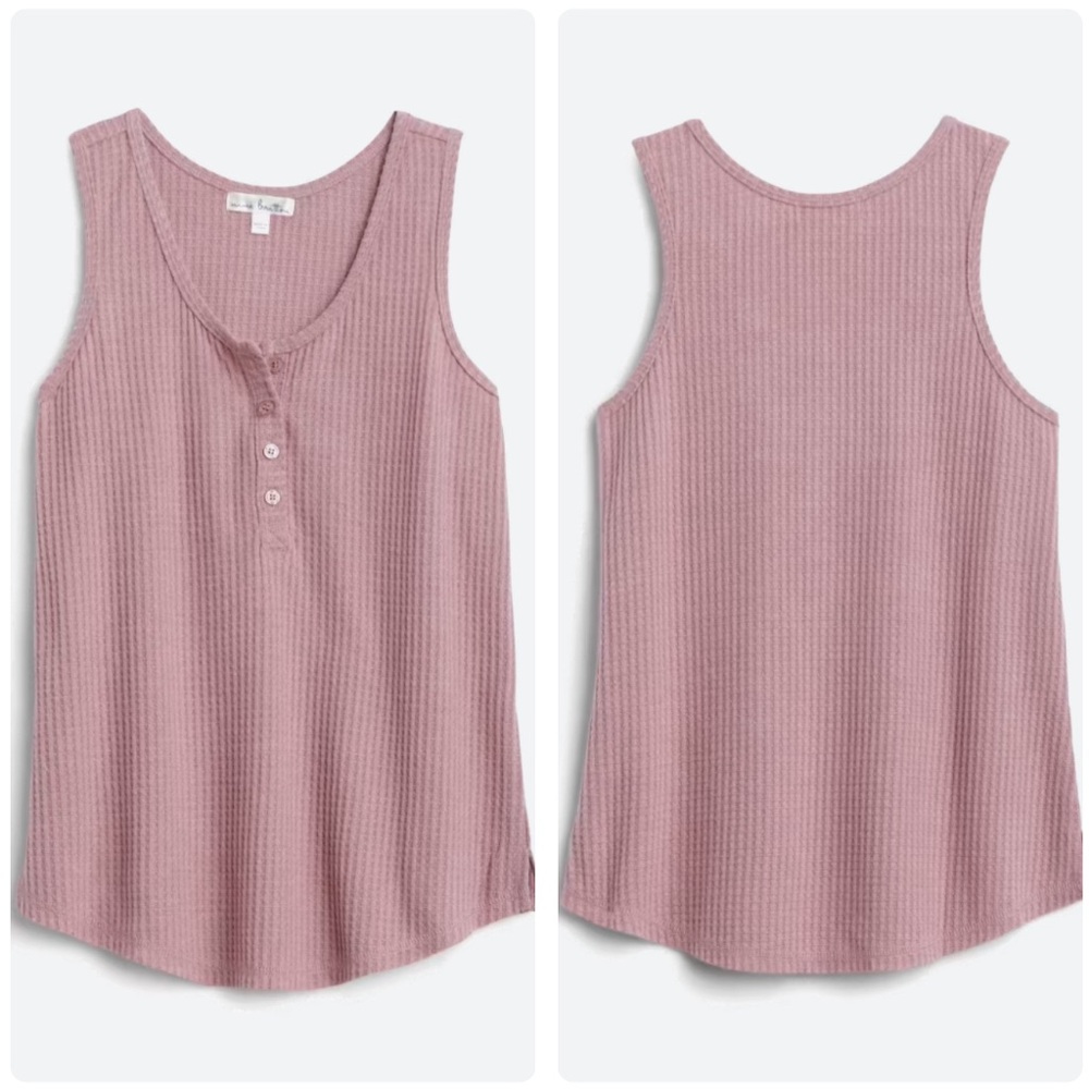 Nine Britton Waffle Knit Henley Tank